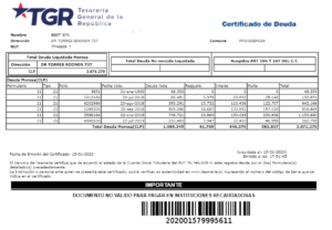 Certificado de Deuda Fiscal Chile
